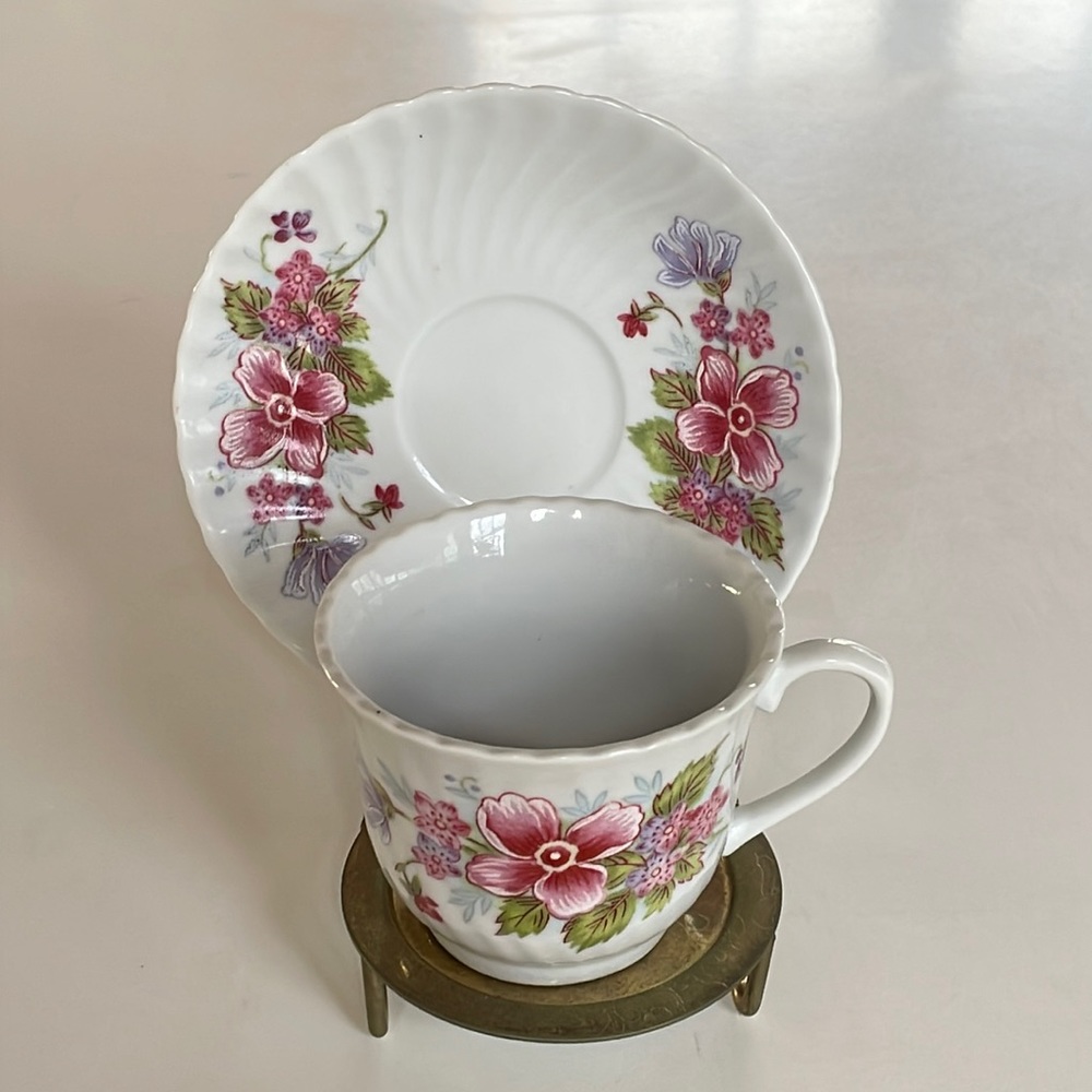 VTG Floral Demitasse Cup and Saucer